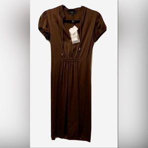 Authentic GUCCI Brown Silk Sheath Knee-Length Dress